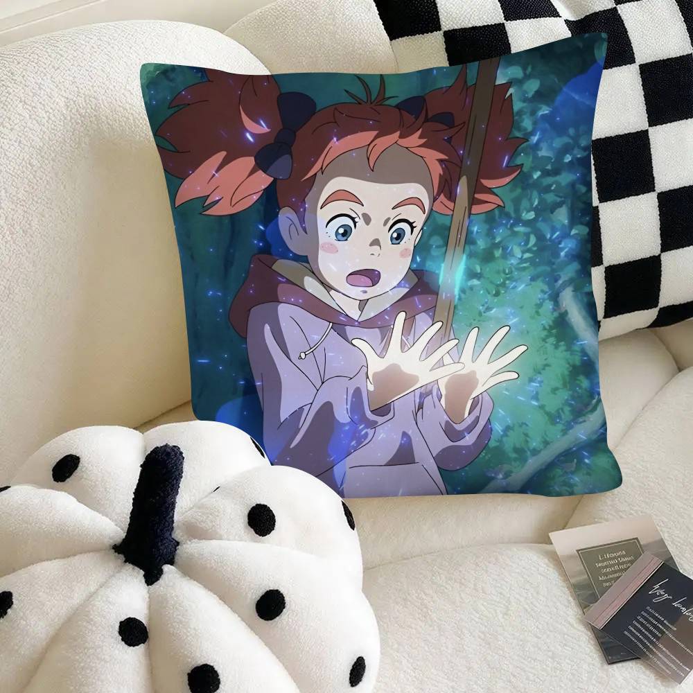 Movie Mary And The Witchs Flower Pillow Case Fashion Square Pillowcase Bedroom Sofa Room Ins Decoration Leisure