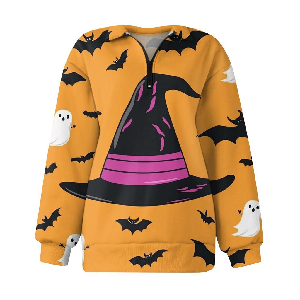 Женская мода повседневная толстовка с длинным рукавом и принтом на молнии с высоким воротом и заниженными плечами