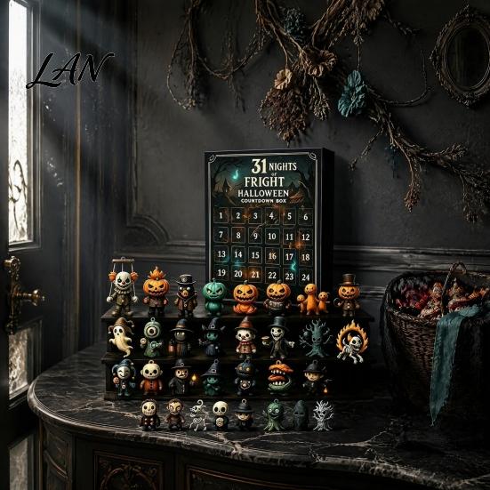 Halloween Advent Calendar 2026, 31 Nights of Fright Countdown Box with Surprising for Mini Spooky Figurines, Home Desk Decor, Party Favors Decoration