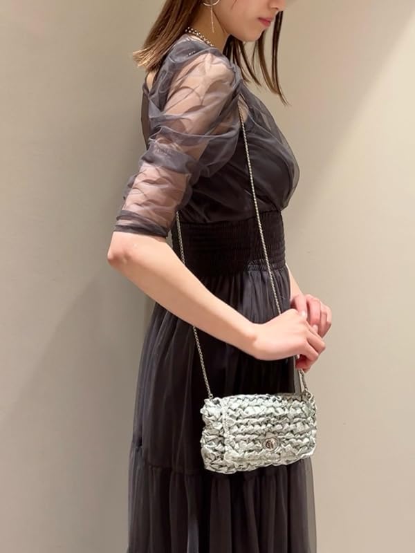 Многоярусное тюлевое платье SWFO251011CGRY0 с V-образным вырезом