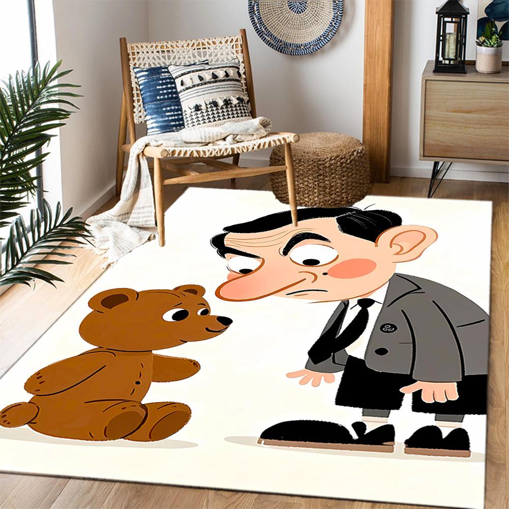 Mr. Bean's Adventure Themed Anti-Slip Rugs - Polyester Home Decor, Suitable for Bedrooms, Living Rooms, Doorways, Studios, and Decorations
