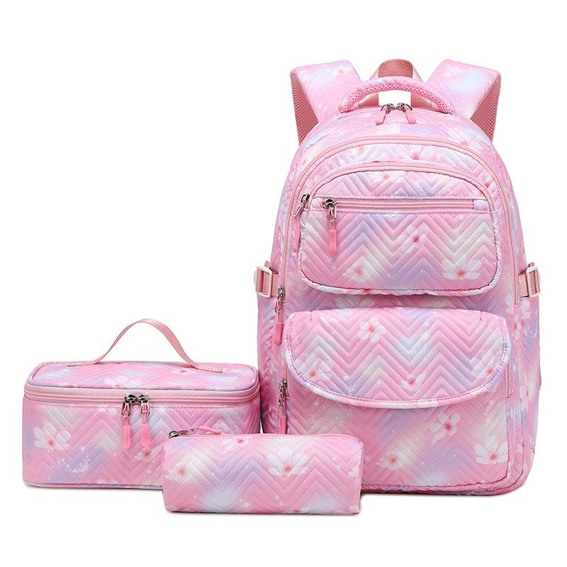 Women Backpack Printed Bag Three-piece Set Clear Sweet Student Backpack Fashion Backpack