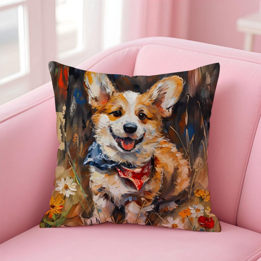 CUTE Golden Retriever Cushion Cover Pillow Case Soft Friendly Fabric  Concealed Zipper
