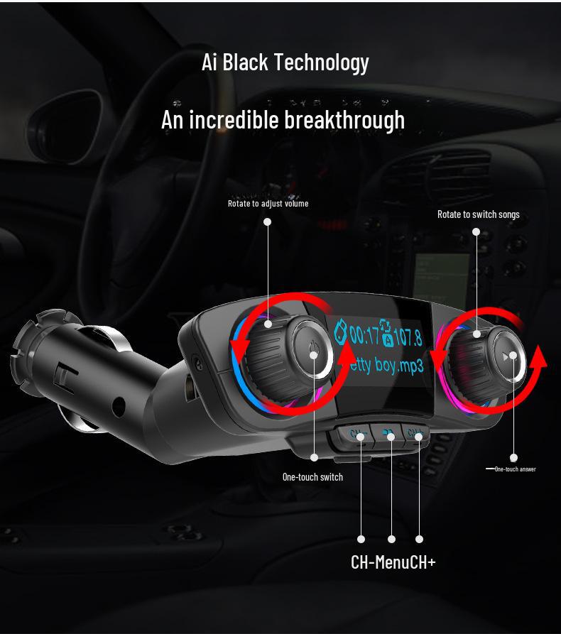 Автомобильный MP3-плеер BT06 с функцией громкой связи и зарядным устройством Bluetooth с многофункциональной и многоязычной поддержкой