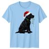 Black Labrador Dog Christmas Holidays Unisexs Unisexs Graphic Tee Santa Hat Lights