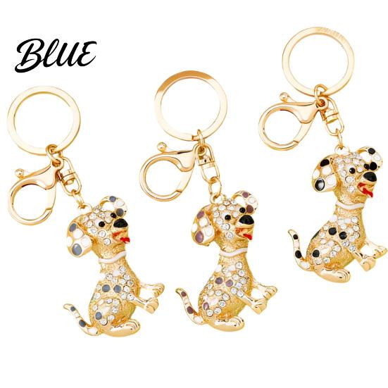 Alloy Keychain Pendant Rhinestones-Encrusted Cartoon Puppy Charm Key Chain Durable