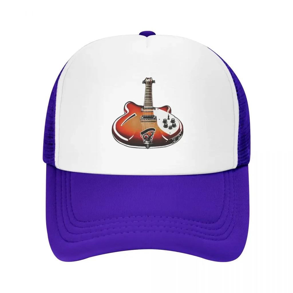 Rickenbacker 360 12 Sixties Electric Guitar Art Sunburst Pop Art Cap Mesh Baseball Caps Adjustable Hat Hip Hop Baseball Hats