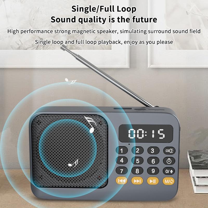 Портативное FM-радио Bluetooth 5.0 Маленький аварийный перезаряжаемый звуковой ящик Мини-винтажный динамик MP3-плеер Поддержка карты TF USB-накопителя