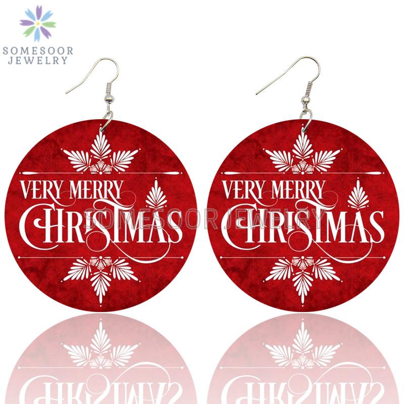 2022 новая мода женские С Рождеством Деревянные висячие серьги рождество Новый год Празднование Лучшие пожелания Петли Подвески Украшения Подарок