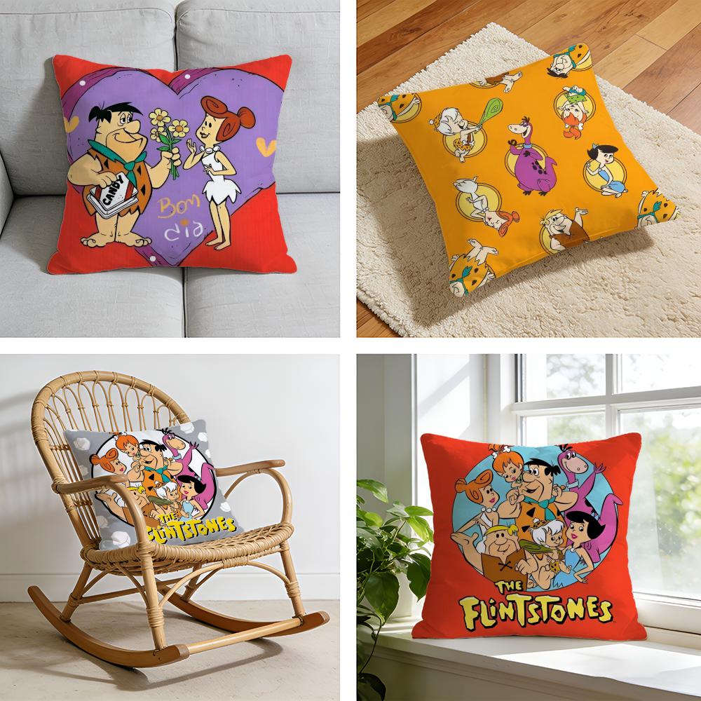 Cartoon FFlintstones Anime Classic Cushion Cover Short plush pillowcase for bed sofa carwashable