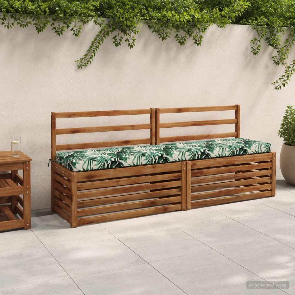 2 piece Bench Cushions SOEST 2 pcs. 100percent Polyester Leaf Pattern