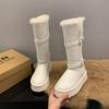Женские зимние высокие сапоги на толстой подошве, утепленные бархатом, нескользящие, с длинным голенищем