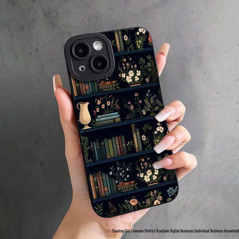 Ретро Книжная полка Арт Чехол для iPhone: Совместим с iPhone 13 Pro Max, 12, 11, 14, 15, 16 - Мягкий чехол