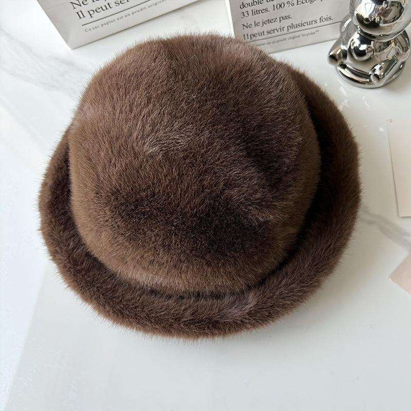 Mongolian hat women's winter cold Northeast bucket hat thickened imitation hair mink hair ear protection hat
