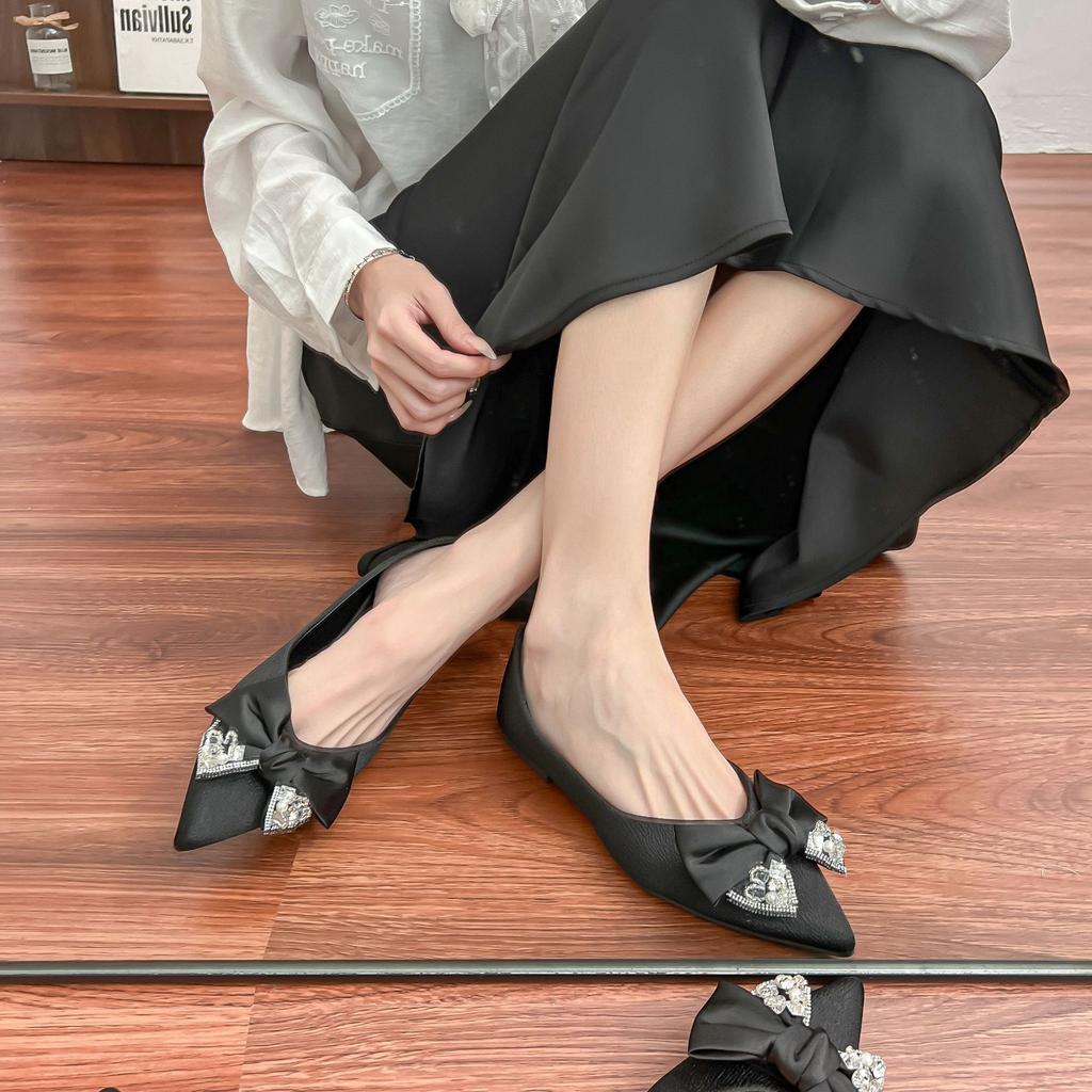 2025 Autumn New Flat-soled Single Shoes for Women, High-end Fashion Temperament, Pointed Women's Shoes, Soft Soles Are Not Tired