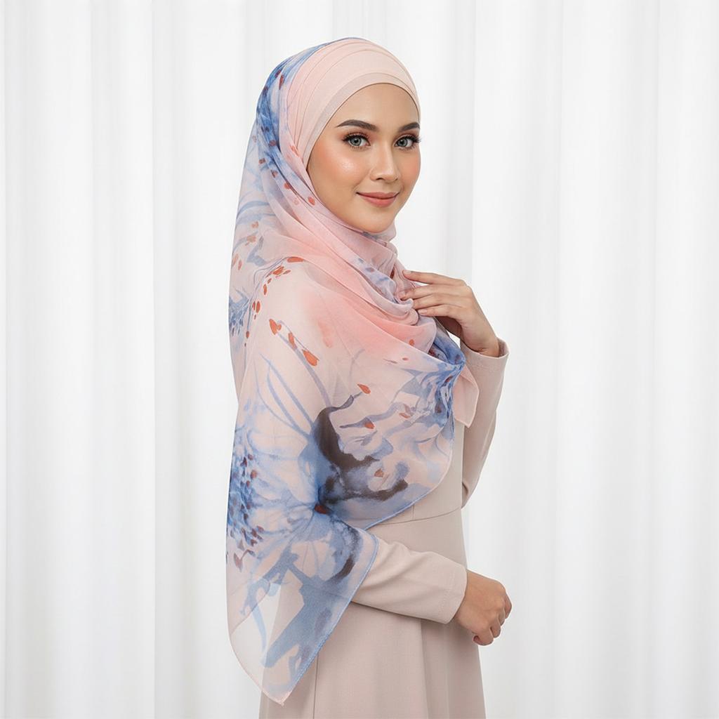 Новый красивый хиджаб из жоржета с цветочным принтом для женщин, тонкий мягкий шарф-шаль, ближневосточный летний пляжный платок с защитой от солнца.