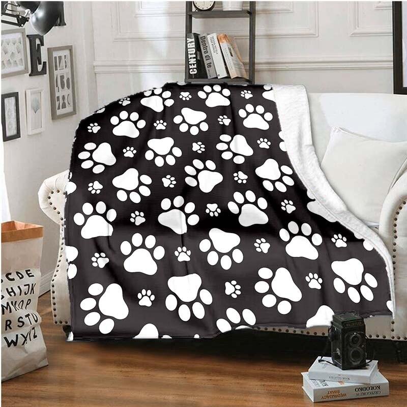 Одеяло с принтом щенячьих лап, одеяло для дивана-кровати, супер мягкое теплое одеяло, фланелевое одеяло