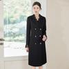 Women's Black Suit Dress with Lace Trim