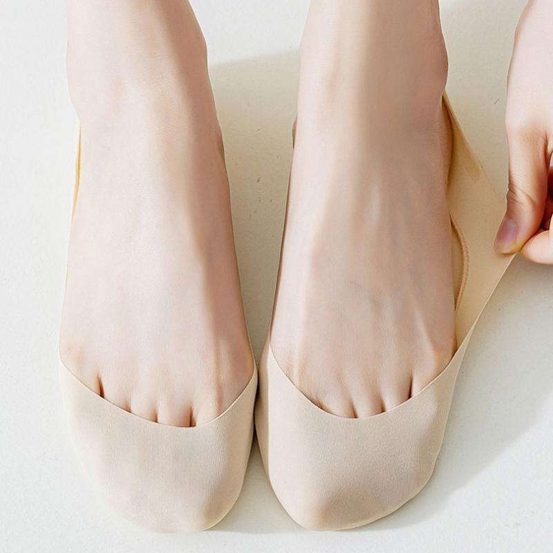 Женские носки-лодочки Ice Silk с утолщенной подошвой из губки, ударопрочные, нескользящие, силиконовые, удобные, невидимые носки