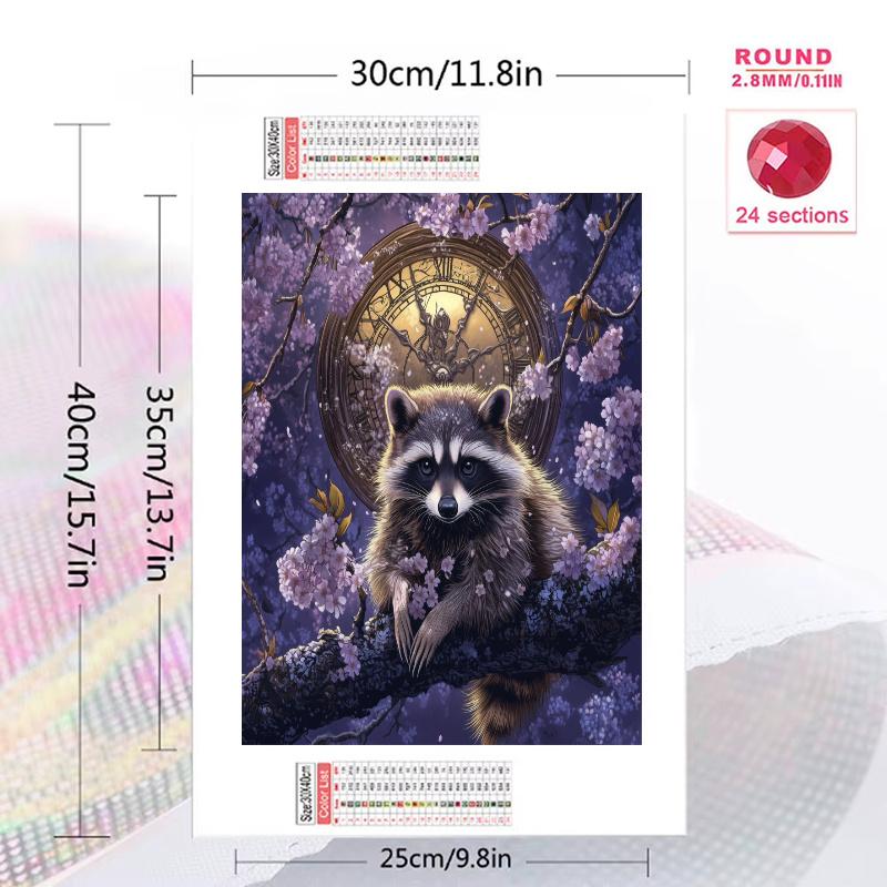 Raccoon Pattern 3pcs 100% Round Full Drill 5D DIY Diamond Painting Embroidery Cross Stitch Rhinestone Décor