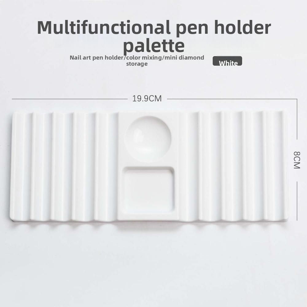 10-Compartment Plastic Pen Stand with Color Palette Nail Art Tools Holder for Nail Art Painting