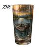 Large Capacity Drinking Glasses Fishing Pint Glass Cup, Realistic Jumping Fish Pattern Design, Thickened Novelty Gifts for Men Creative Cup