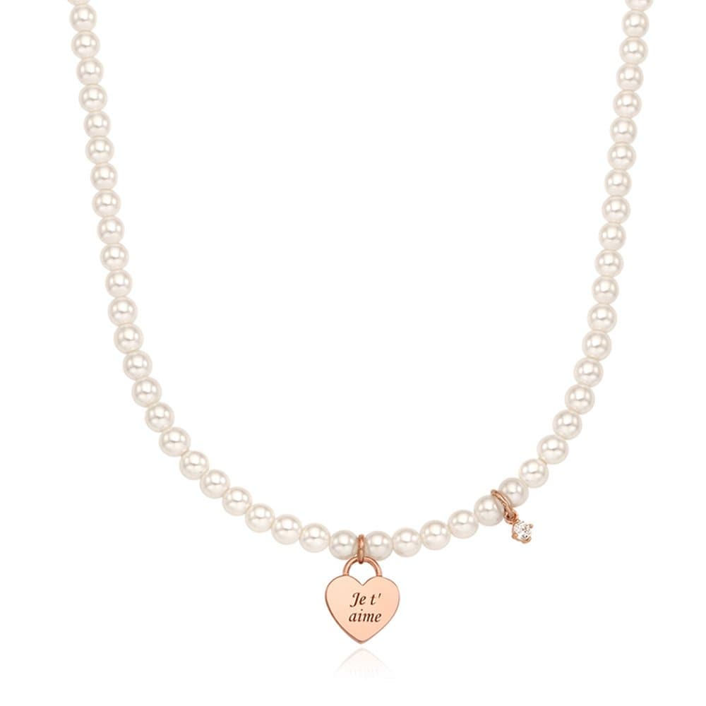 [Stonehenge] Silver Heart Pearl Necklace Sc1771