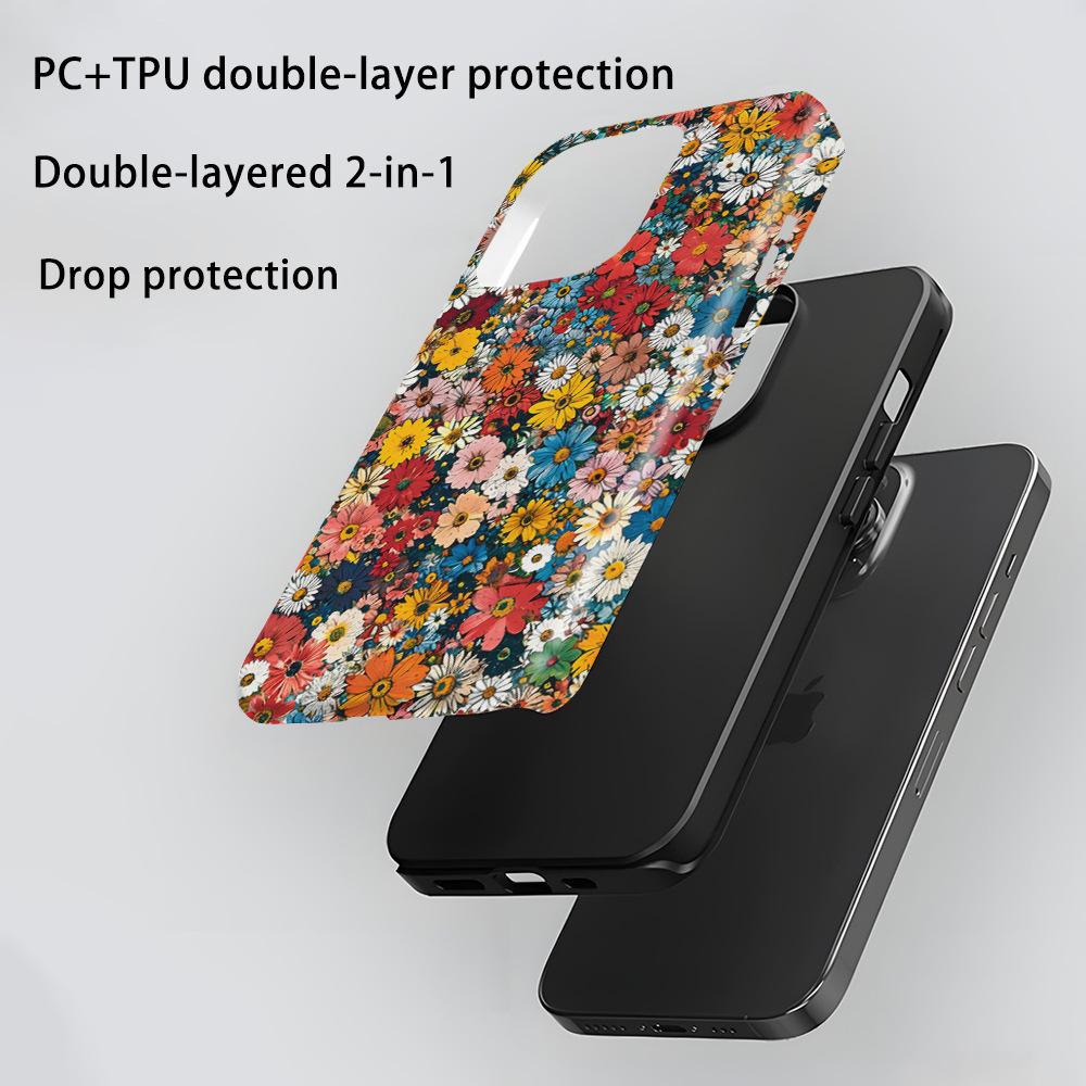 Ретро масляная живопись цветок чехол для мобильного телефона iPhone16 противоударный два в одном пленка Чехол для мобильного телефона Apple 17promax