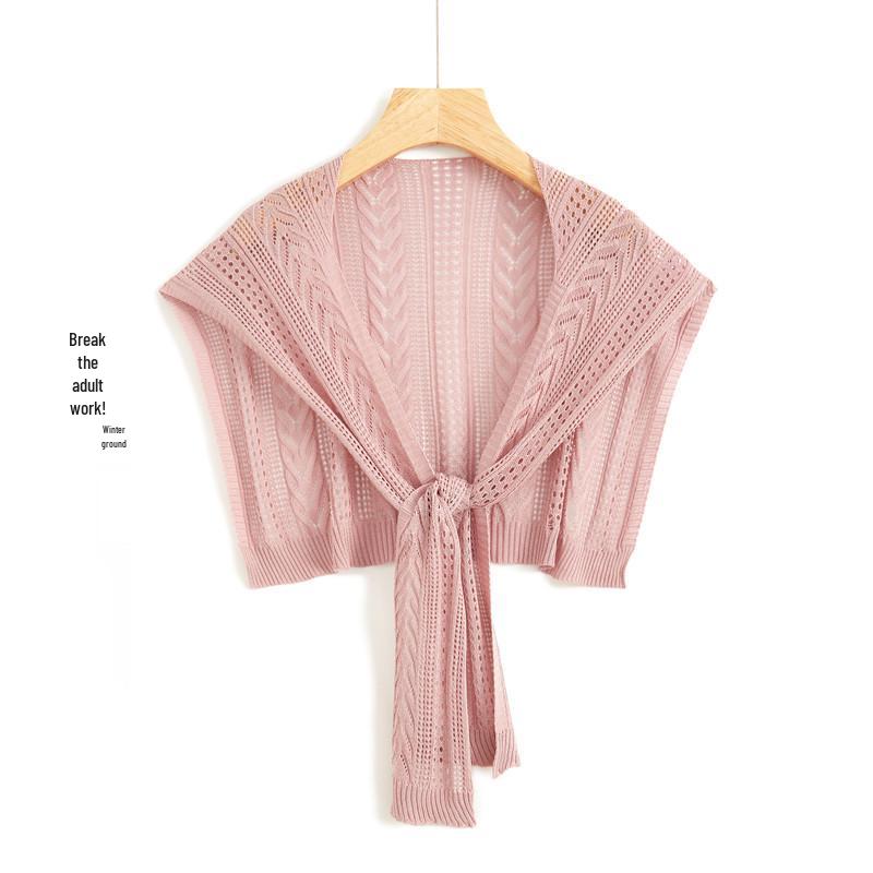 Summer Ice Silk Sun Protection Shawl: Lightweight Knitted Shoulder Protector & Scarf