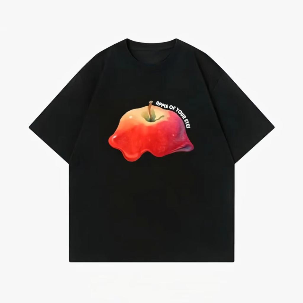 Fun Apple 2025 Américain Doux Et Cool Nouveau T-shirt Imprimé En Coton Pour Hommes Et Femmes Rétro Garçons Manches Courtes