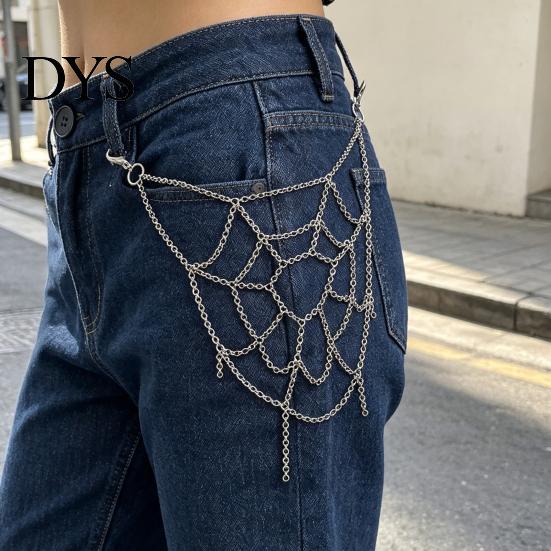 Metal Trouser Chain Gothic Spider Web Chain, Punk Jeans Pants Waist Jewelry Decorative Body Clothing Accessory for Men Women