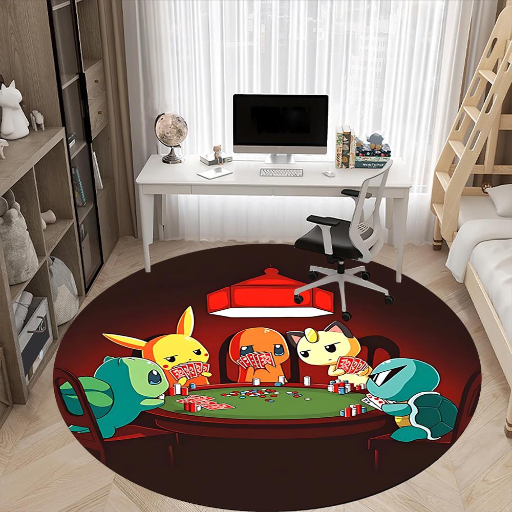 1 шт. Круглый коврик для пола с персонажами Pokemon для вечеринки, офиса, под офисные стулья, спальни, гостиной, домашнего декора a1022275