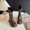 New Platform Girl's Long Boots Back Zippers Children's High Top Boots Thick Heels Winter Shoes for Princess Uniform Shoes I10164