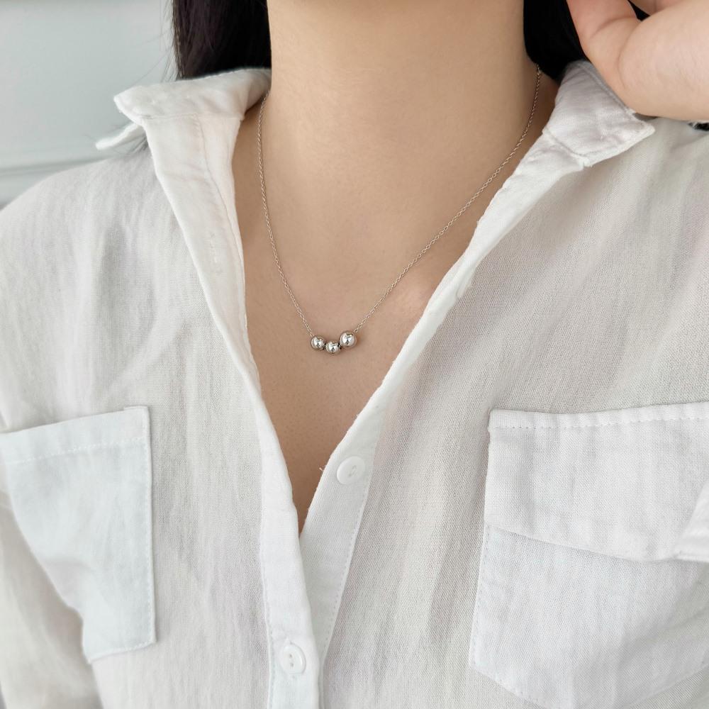 Хит продаж в Instagram: Серебряное ожерелье S925 для женщин - Элегантный простой дизайн с круглыми бусинами, универсальная и простая цепочка на ключицу.