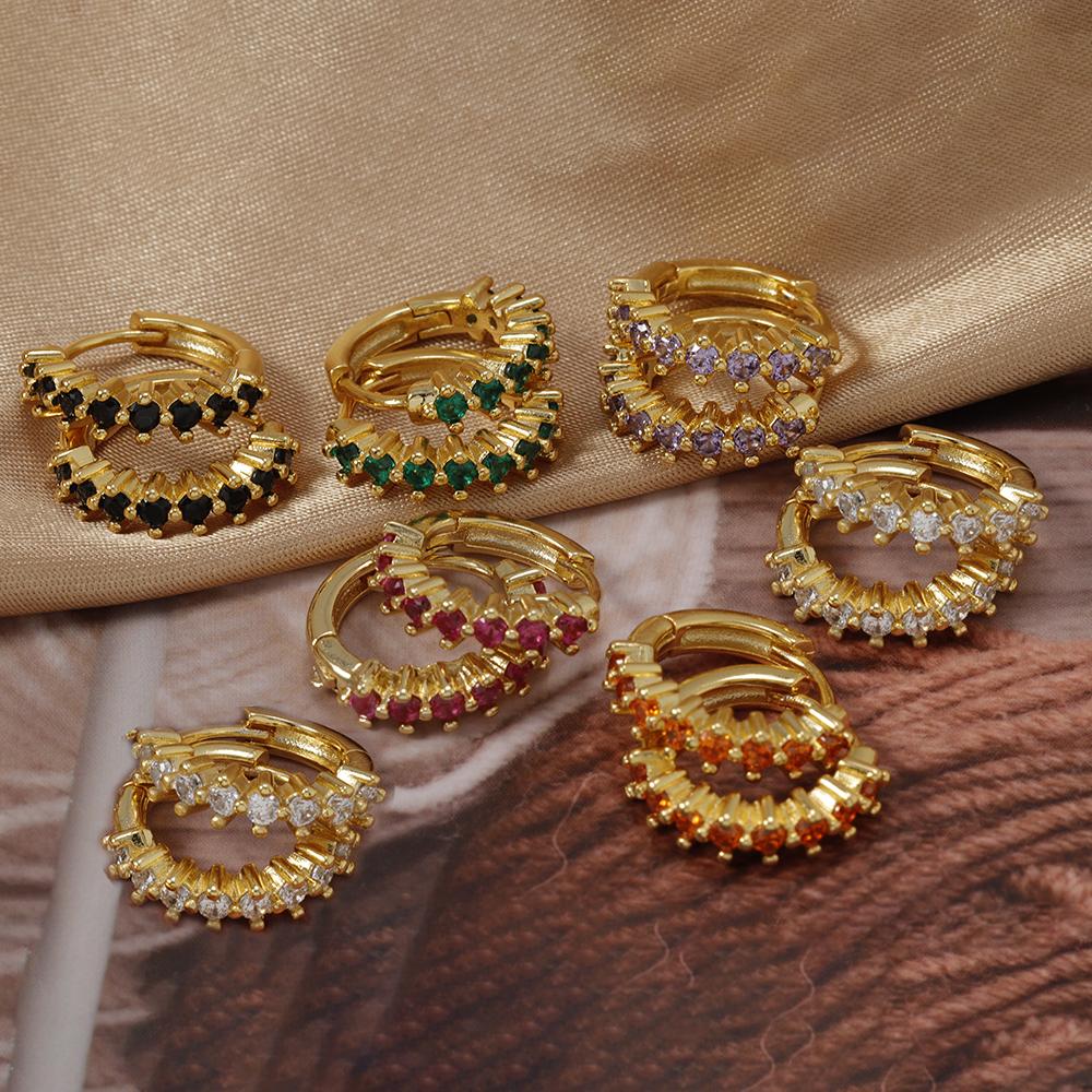 Stainless Steel Colorful Zircon Small Hoop Earrings For Women Fashion Korean Huggie Women's Jewelry pendientes mujer