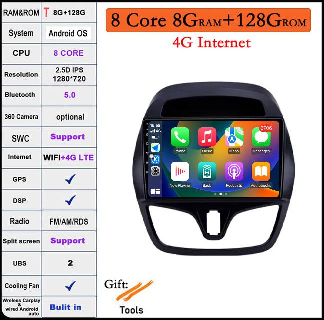 9-дюймовый IPS QLED для Chevrolet spark 2015-2018 DSP Android 14 автомобильный радиоприемник мультимедиа видеоплеер навигация стерео GPS монитор