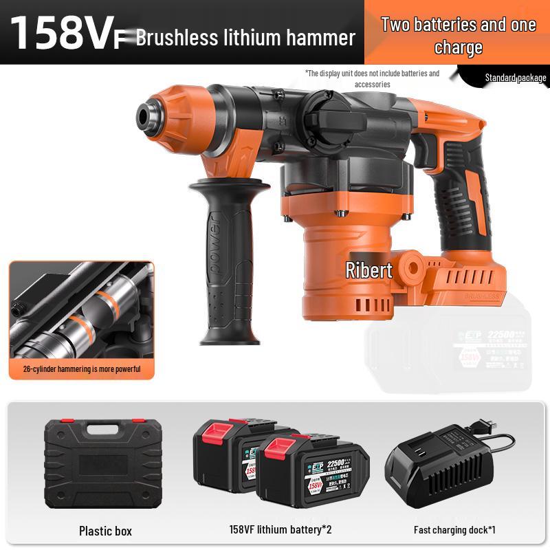 Burkert Cordless Rotary Hammer Drill, Lithium-ion, Heavy-Duty Electric Demolition Hammer for Concrete, Dual-Use with Square Shank.