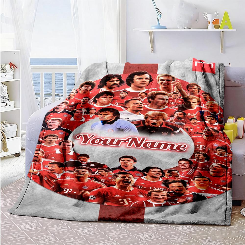 Bayern Munich Personalized Text Blanket Lightweight Personalized Blanket Soft & Cozy Versatile for Seaside Office Bed Couch Four Seasons Universal