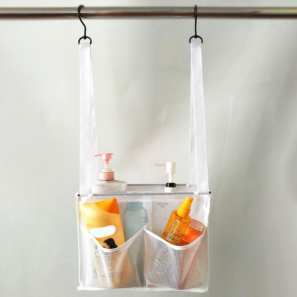 С 2 крючками Подвесная сетчатая сумка Практичная сумка для хранения ванных принадлежностей Прочный органайзер для душа Ванная комната