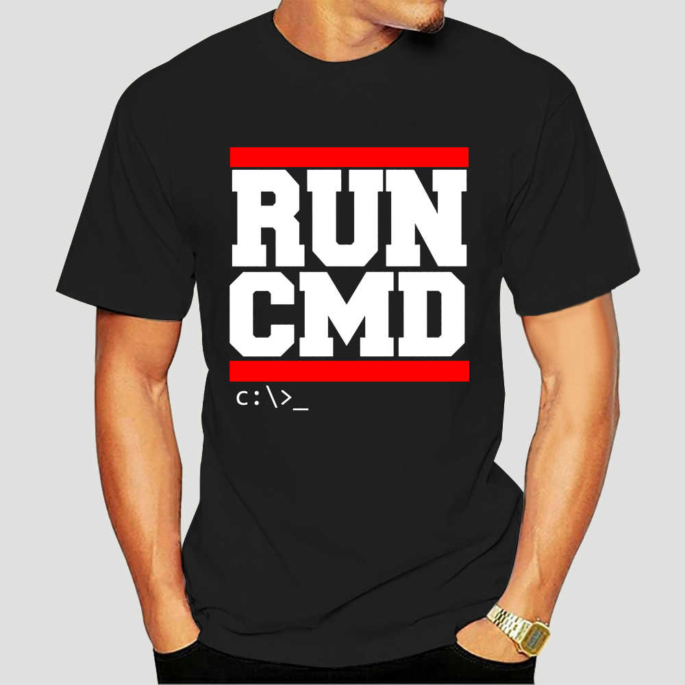 Аниме Графические футболки Run Cmd футболка Компьютерщик Одежда Windows Dos Cool Pride футболка Мужская футболка унисекс Топы Хлопок Sbz Забавные мужские футболки