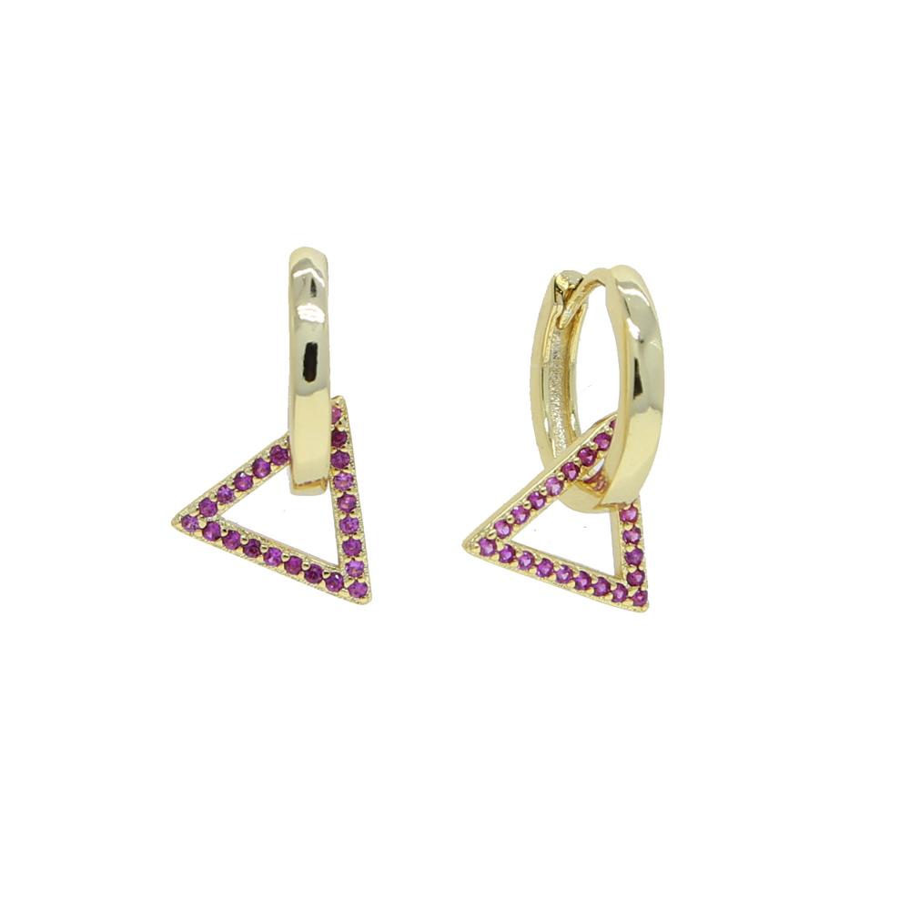 Promotion Trendy Cz Heart Star Hexagon Triangle Colorful Zircon Pendant Women Jewelry Small Hoop Earring