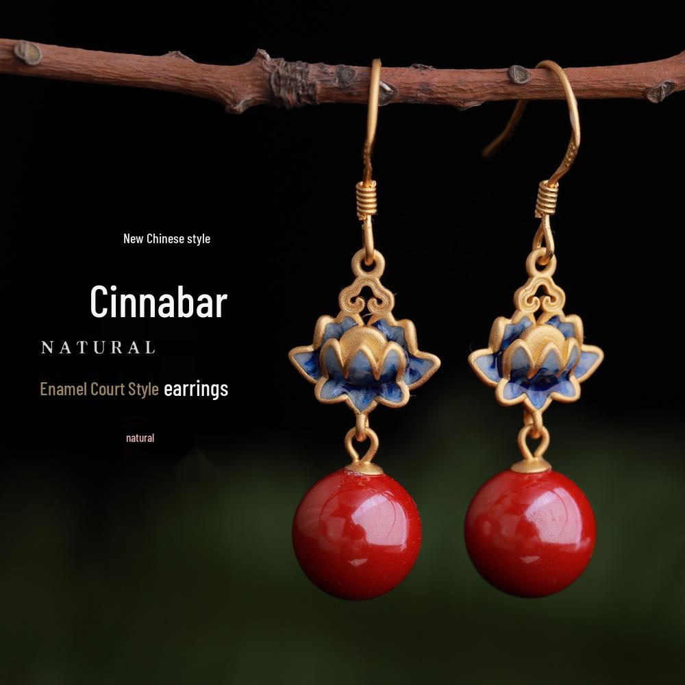 Серьги из стерлингового серебра 925 пробы с нефритом Хэтянь и жадеитом в форме цветка сливы с сертификатом - Древнекитайский стиль