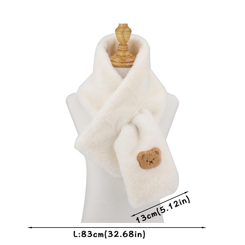 6-13 лет шарфы с рисунком медведя для детей Зимний однотонный мягкий плюшевый теплый шейный платок для девочек Повседневный ветрозащитный короткий шарф