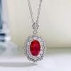 Jin 2024 S925 Silver Simulated Ruby 6x9 Necklace - Trendy Jewelry Piece