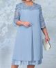Plus Size Summer Dress Elegant Embroidery Chiffon Prom Formal Party Dresses for Chubby Women Loose Ladies Church Dress