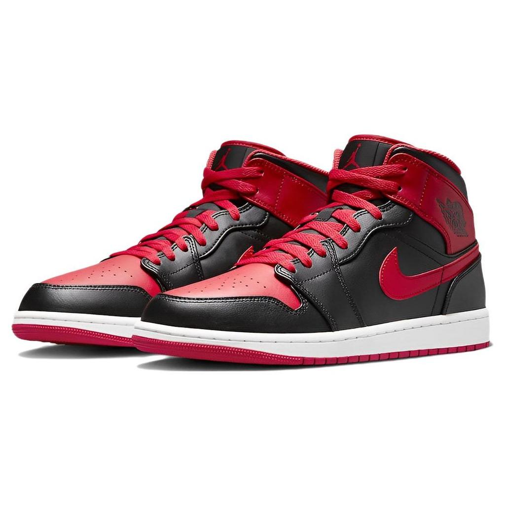 Air Jordan 1 Mid Alternate Bred Men Sneakers Black Fire-Red White DQ8426-060
