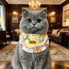 Слюнявчик для питомца с регулируемым эластичным шнурком, Бандана для кошки с мультяшным узором, Дышащий ошейник для кошек для мелких и средних животных
