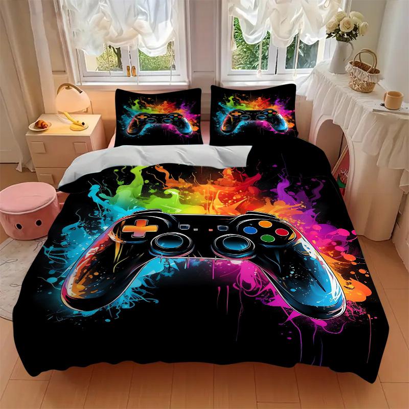 Colorful Controller Print 3Pcs Bedding Setduvet Cover With 2 Bedropillowcase Home Birthday Gift