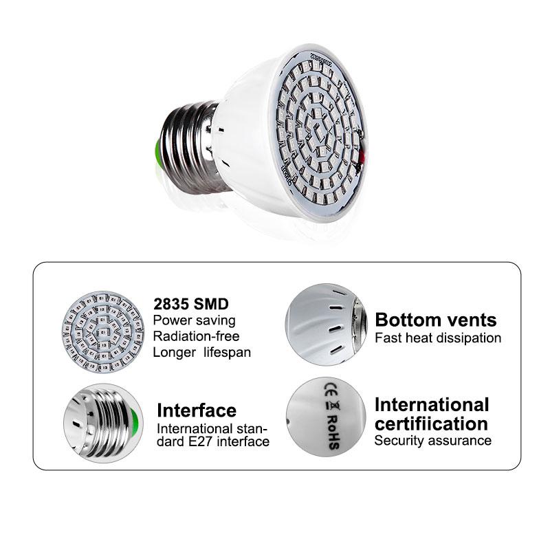 E27 светодиодный светильник для выращивания растений 48/80/300 светодиодов гидропонная лампа полного спектра для выращивания растений в помещении освещение для выращивания рассады цветов