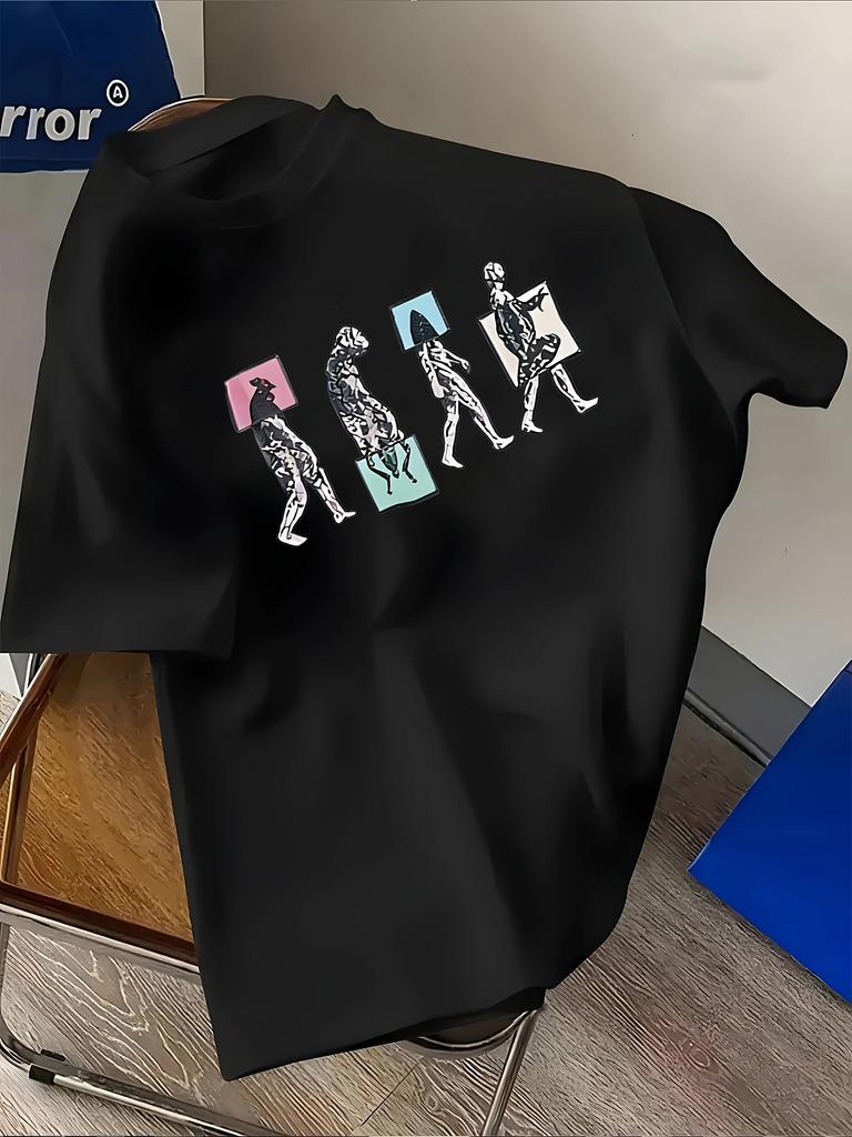 Мужская летняя модная повседневная спортивная футболка с коротким рукавом и круглым вырезом, свободного кроя оверсайз, с креативным принтом букв, 100% хлопок